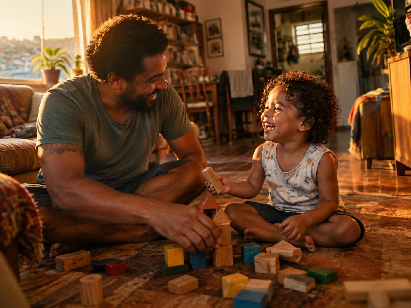 Pai brincando com o filho